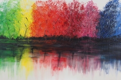 Seenlandschaft Regenbogen - Privatbesitz - Acryl auf Leinwand - 
120x60