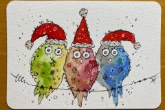 Weihnachtsvögel Aquarell - Vorlage Happy Painting - verkauft