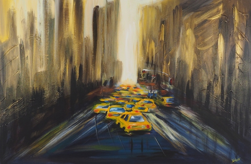 NYC Taxis - Privatbesitz - Acryl auf Leinwand - 120x80