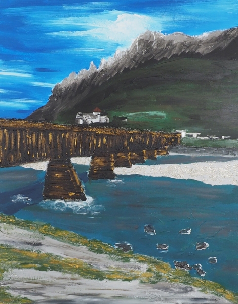 Holzbrücke Vaduz - Acryl auf Leinwand - 80x100