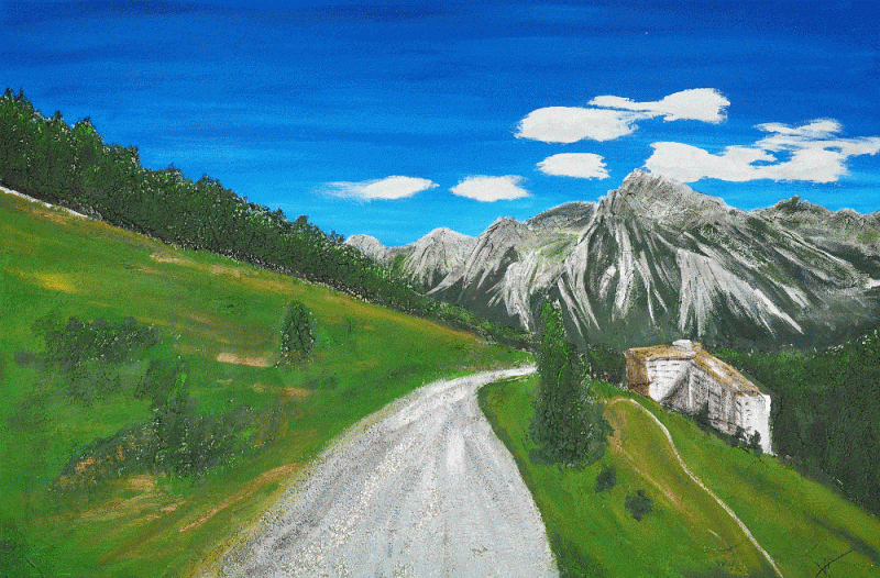 Arosa - Tschuggen - Acryl und Mischtechnik auf Leinwand - 80x120