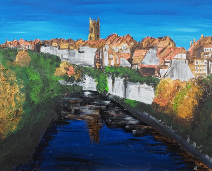 Fribourg Sarine - Acryl auf Leinwand - 80x100