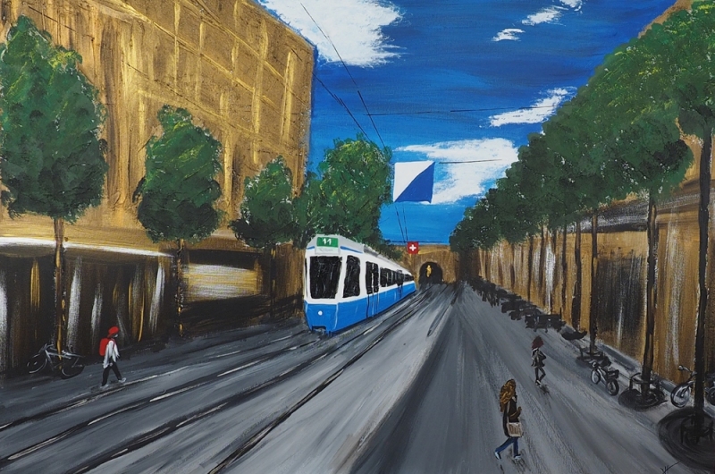 Bahnhofstrasse Zürich - Acryl auf Leinwand - 80x120